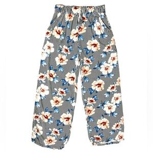 Joe B Vibrant Floral and Stripe Wide Leg Pants